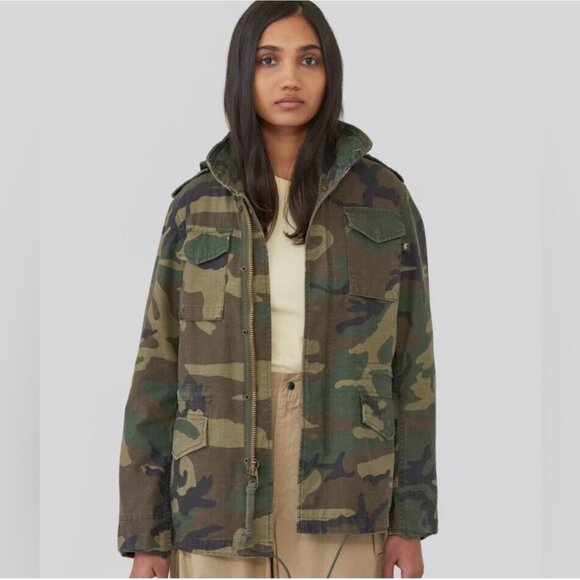 Alpha Industries M-65 Camo Jacket Slim Fit Field Coat Size Medium Women's - Picture 1 of 8